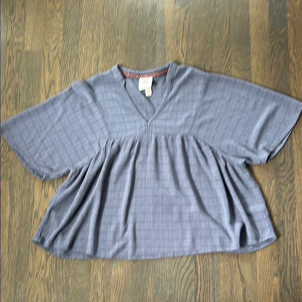 Knox Rose Dusty Blue V-Neck Blouse